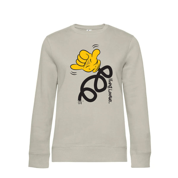 Crew Neck Sweatshirt Plush Interior HangLoose - Woman
